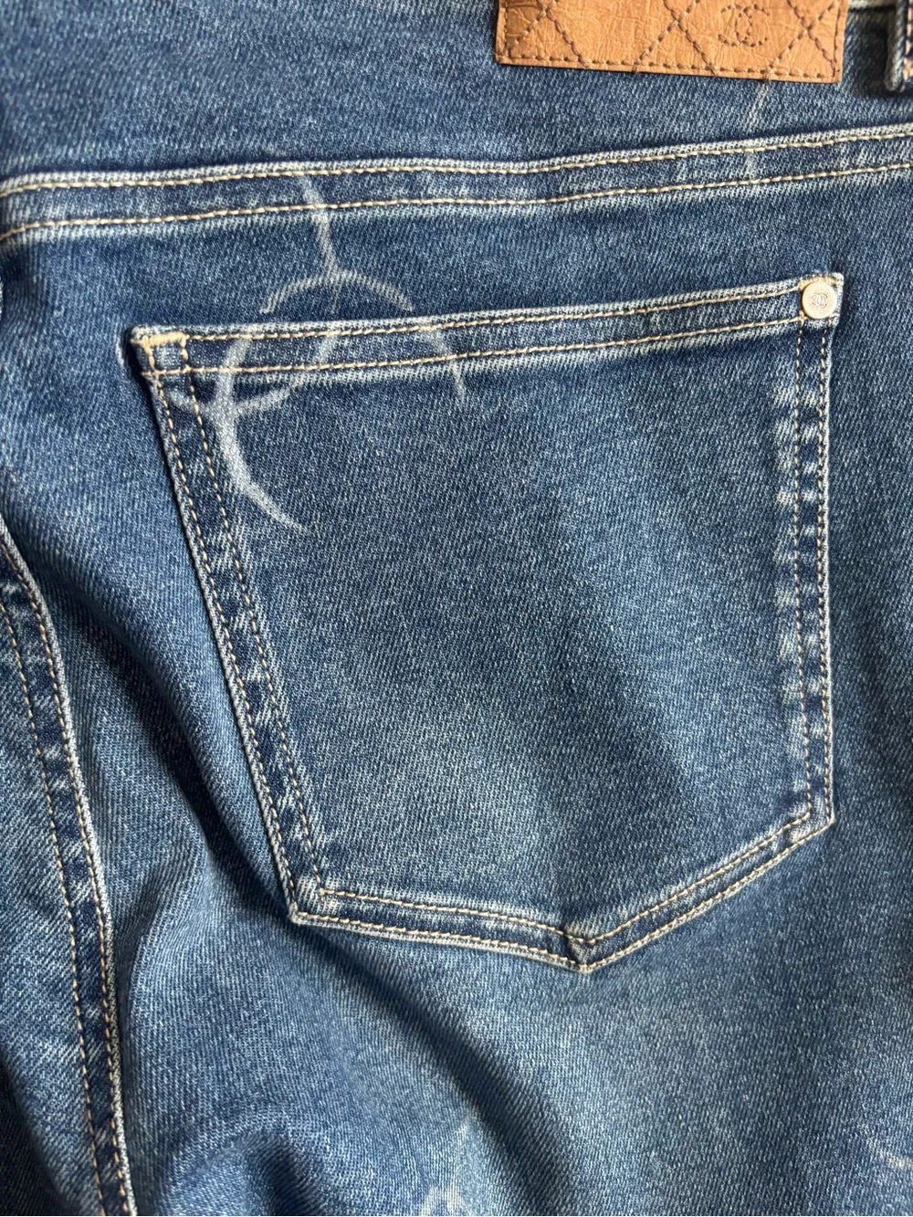 Chanel CC Logo Denim Straight Leg Jeans Size 42